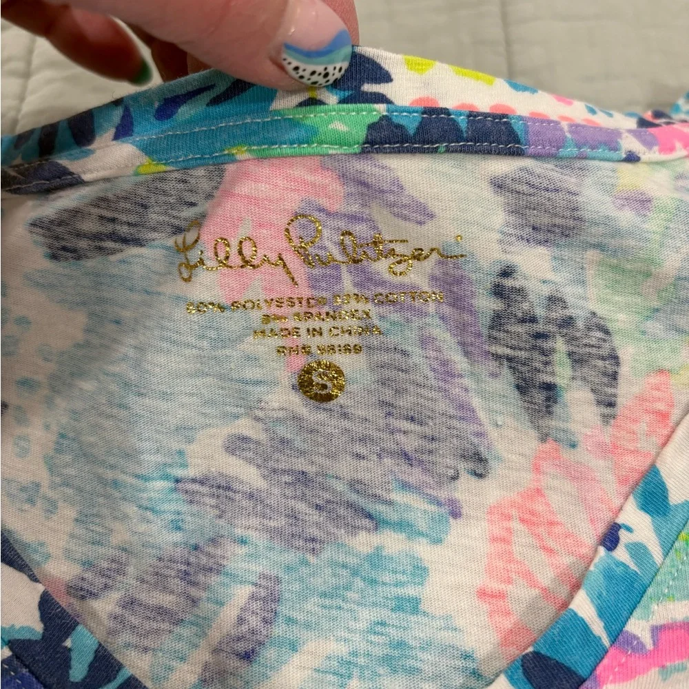 Lilly Pulitzer SAMPLE Short Sleeve Top Multi Dive In Size Small - Picture 3 of 8